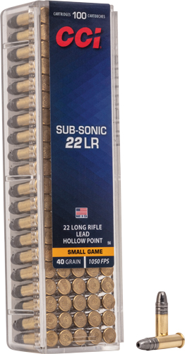 CCI SUBSONIC 22LR 40GR LEAD-HP - 1050FPS 100RD 50BX/CS
