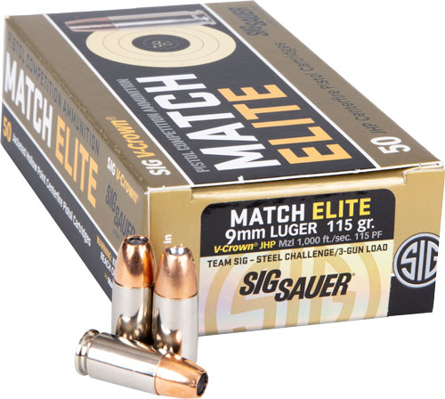 SIG 9MM LUGER 115GR ELITE - COMPETITION JHP 50RD 10BX/CS