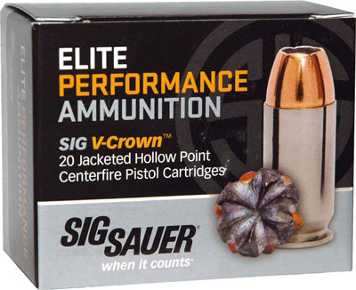 SIG 9MM LUGER 115GR ELITE - V-CROWN JHP 20RD 10BX/CS