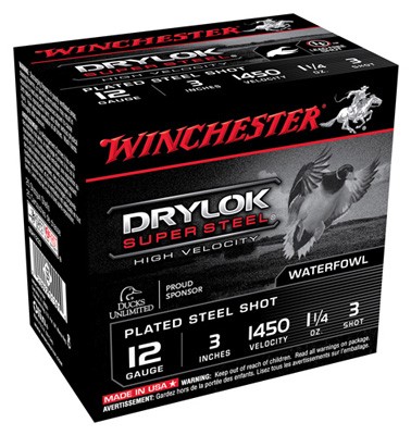 WINCHESTER DRYLOK 12GA 3" - 1-1/4OZ #3 25RD 10BX/CS
