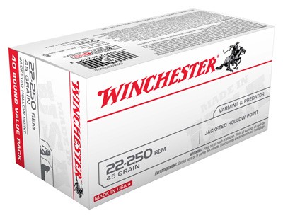 WINCHESTER USA 22-250 REM - 45GR JHP 40RD 10BX/CS