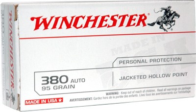 WINCHESTER USA 380 ACP 95GR - JHP 50RD 10BX/CS
