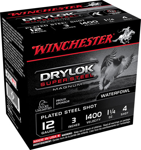 WINCHESTER DRYLOK 12GA 3" - 1-1/4OZ #4 25RD 10BX/CS