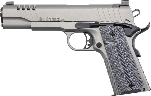 AUTO-ORDNANCE 1911A1 45ACP - STAINLESS NGT SGT RUBBER GRIPS