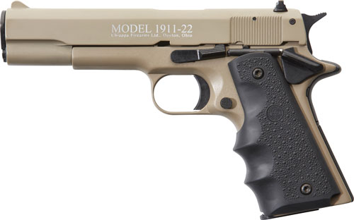 CHIAPPA 1911-22 22LR 5" FS - 10RD TAN/RUBBER