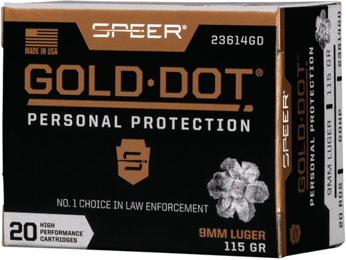 SPEER GOLD DOT 9MM LUGER - 115GR GDHP 20RD 10BX/CS