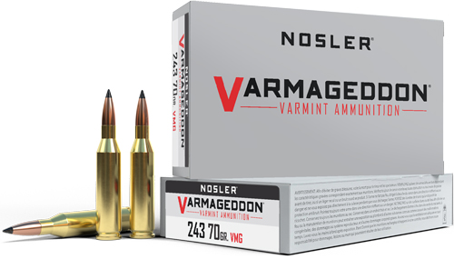 NOSLER VARMAGEDDON 243 WIN - 70GR FBT 20RD 10BX/CS