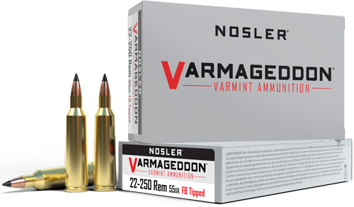 NOSLER VARMAGEDDON 22-250 REM - 55GR FBT 20RD 10BX/CS
