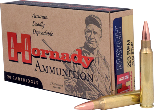 HORNADY 223 REM 75GR BTHP - MATCH 20RD 10BX/CS