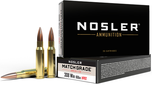 NOSLER MATCH 308 WIN 168GR - CUSTOM COMP HPBT 20RD 10BX/CS