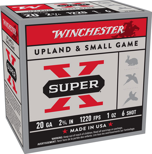 WINCHESTER SUPER-X 20GA 2.75" - 1OZ #6 1220FPS 25RD 10BX/CS