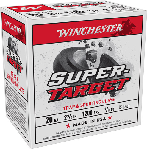 WINCHESTER SUPER TARGET 20GA - 2.75" 7/8OZ #8 250RD CASE