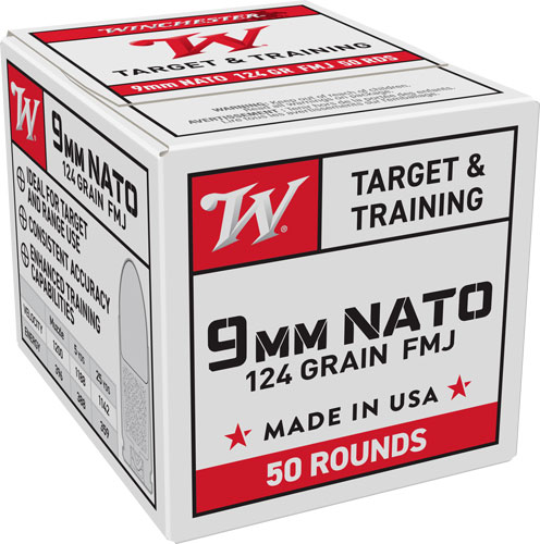 WINCHESTER USA 9MM LUGER - 124GR FMJ-RN 50RD 20BX/CS