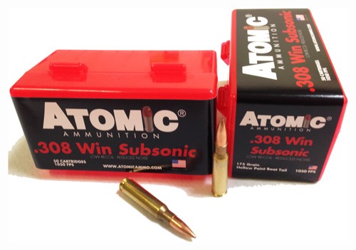 ATOMIC 308 WIN 175GR SUBSONIC - BTHP 50RD 10BX/CS