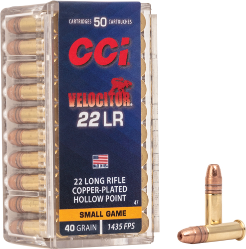 CCI VELOCITOR 22LR 40GR PLATED - HP 1435FPS 50RD 100BX/CS