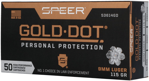 SPEER GOLD DOT 9MM LUGER - 115GR GDHP 50RD 10BX/CS