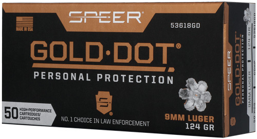 SPEER GOLD DOT 9MM LUGER - 124GR GDHP 50RD 10BX/CS