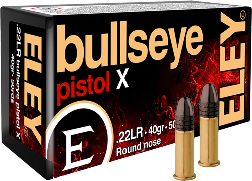 ELEY BULLSEYE PISTOL 22LR 40GR - ROUND NOSE 50RD 100BX/CS
